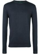 Zanone Crew Neck Sweater, Men's, Size: 50, Blue, Virgin Wool