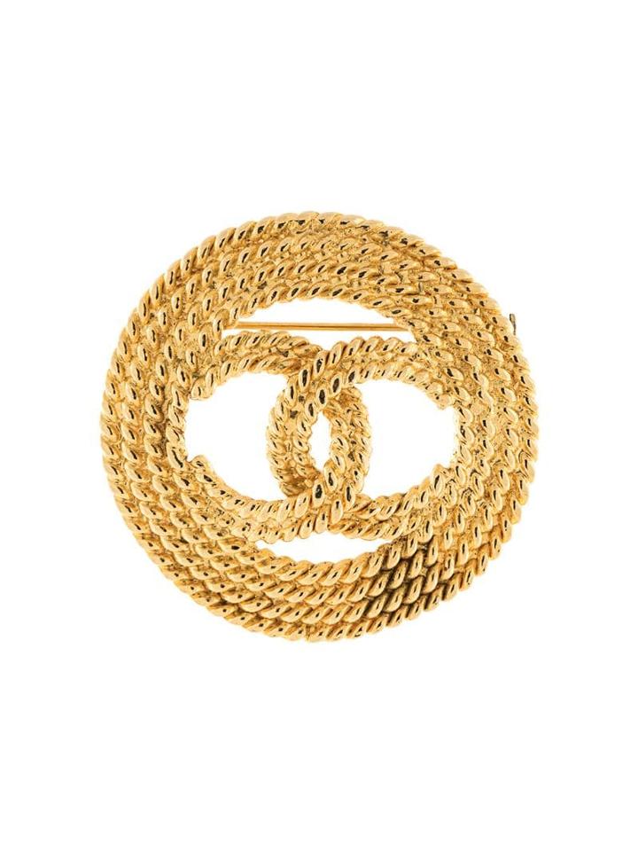 Chanel Pre-owned Interlocking Cc Brooch - Gold