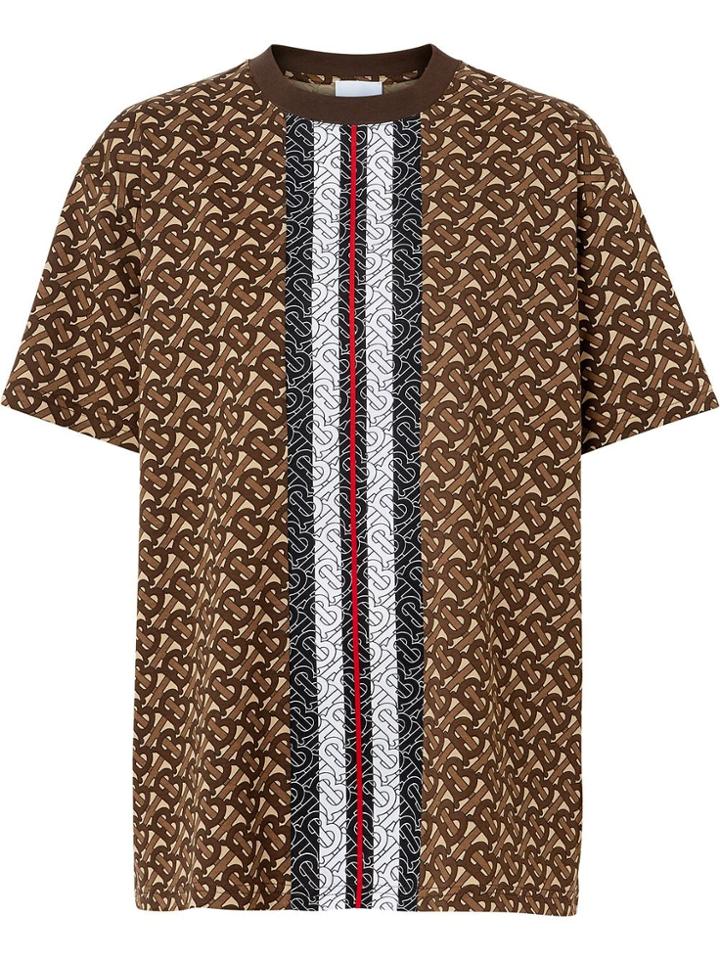 Burberry Carrick Monogram Print Cotton T-shirt - Brown