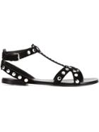 Saint Laurent Nu Pieds Flat Sandals, Women's, Size: 37, Black, Leather
