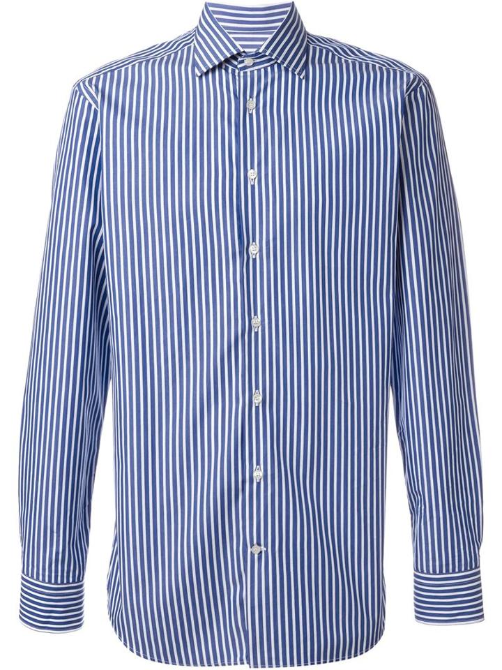 Etro Striped Shirt, Men's, Size: 40, Blue, Cotton