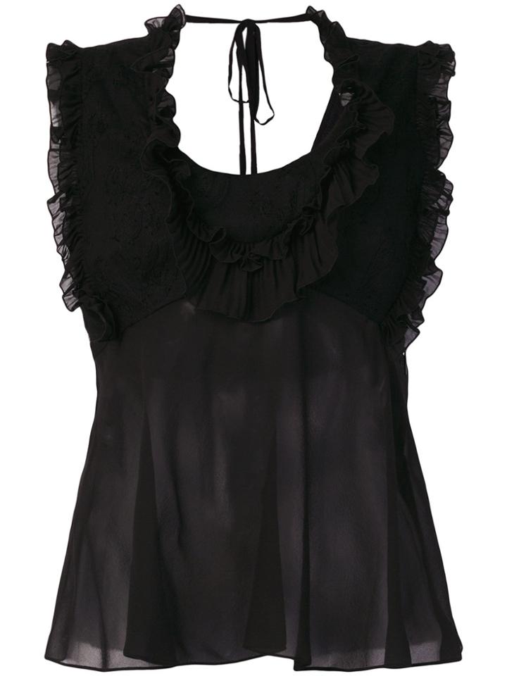Roberto Cavalli Sheer Open Back Blouse - Black