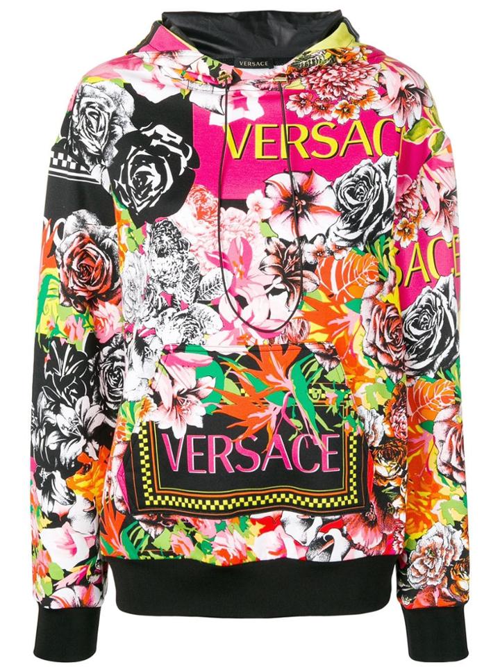 Versace Floralmania Printed Hoodie - Black