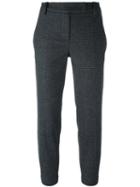 Brunello Cucinelli Glen Plaid Trousers, Women's, Size: 42, Grey, Polyester/spandex/elastane/acetate/virgin Wool