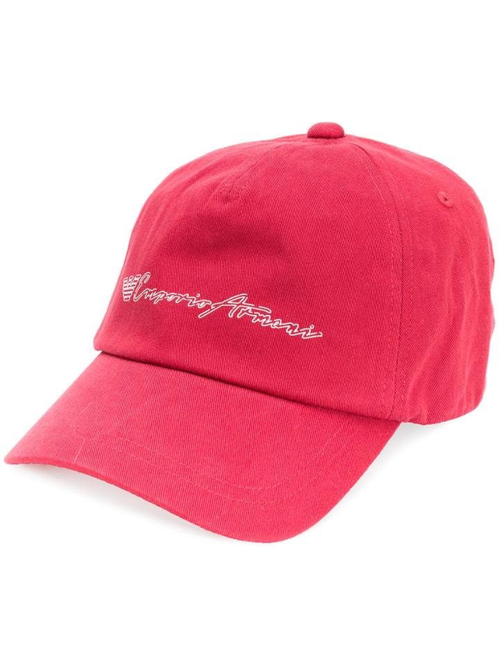 Emporio Armani Logo Printed Baseball Cap - Red