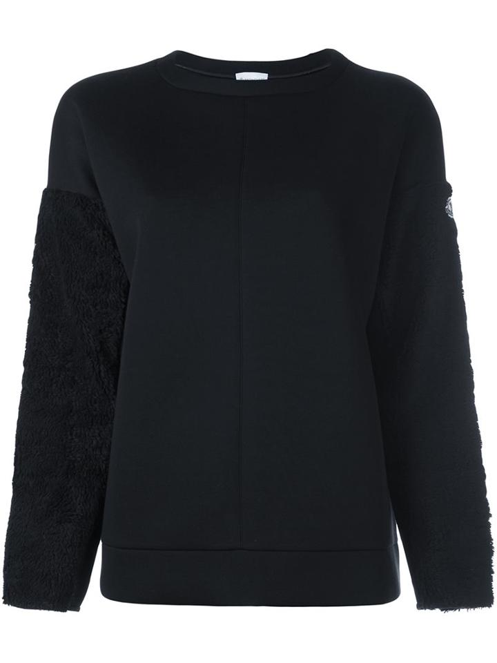 Moncler Textured Sleeve Sweatshirt, Women's, Size: Small, Black, Cotton/polyester/modal/polyamide