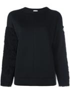 Moncler Textured Sleeve Sweatshirt, Women's, Size: Small, Black, Cotton/polyester/modal/polyamide