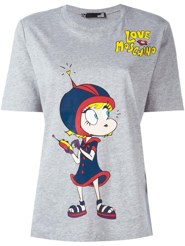 Love Moschino 'st. Space Donnina' T-shirt, Women's, Size: 40, Grey, Cotton