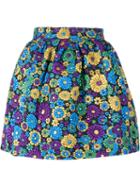 House Of Holland Floral Leather Mini Skirt