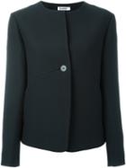 Jil Sander Collarless Buttoned Jacket, Women's, Size: 36, Black, Silk/cupro/wool