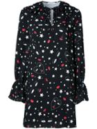 Vivetta Heart Face Print Dress, Size: 38, Black, Polyester