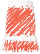 Moschino Brushstroke Print Peplum Skirt - White