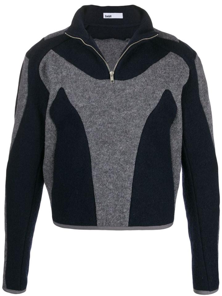 Gmbh Two-tone Panelled Zip-up Jumper - Blue
