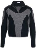Gmbh Two-tone Panelled Zip-up Jumper - Blue