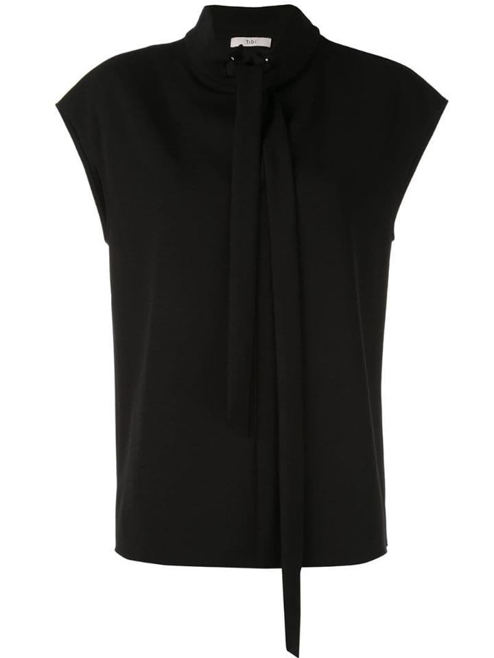 Tibi Structured Neck Tie Top - Black