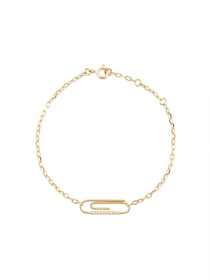 Aurelie Bidermann 'paperclip' Diamond Bracelet, Women's, Metallic