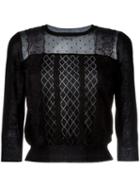 Red Valentino - Embroidered Knitted Blouse - Women - Cotton/polyamide - S, Black, Cotton/polyamide
