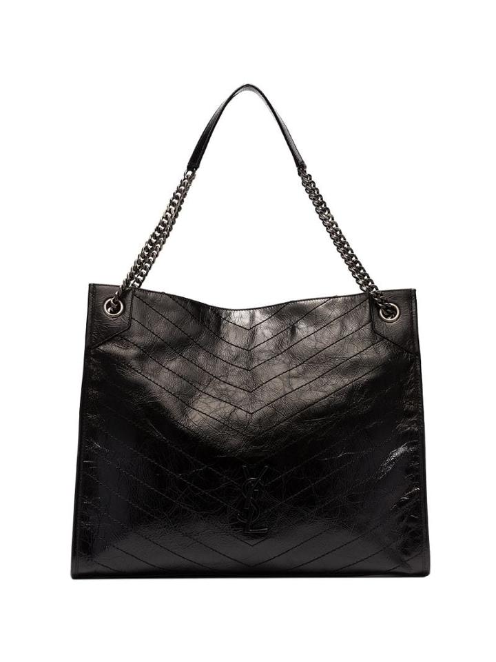 Saint Laurent Niki Crinkle-effect Tote - Black
