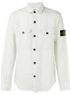 Stone Island Arm Patch Shirt, Men's, Size: Large, Grey, Linen/flax
