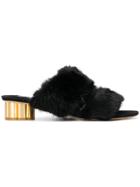 Salvatore Ferragamo Open-toe Fur Mules - Black
