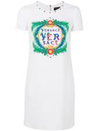 Versace Logo Embroidered Dress - White