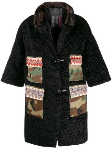 5 Progress Camouflage Print Pocket Coat - Black