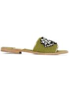 Premiata Embellished Slippers - Green