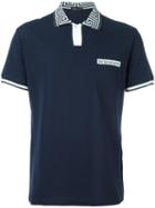 Versace Greca Key Collar Polo Shirt, Men's, Size: Xl, Blue, Cotton