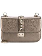 Valentino Valentino Garavani 'glam Lock' Shoulder Bag, Women's, Grey, Leather/suede/metal