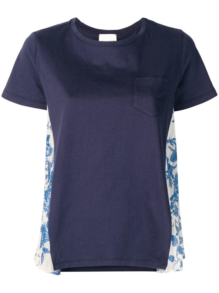 Semicouture Floral Panel T-shirt - Blue