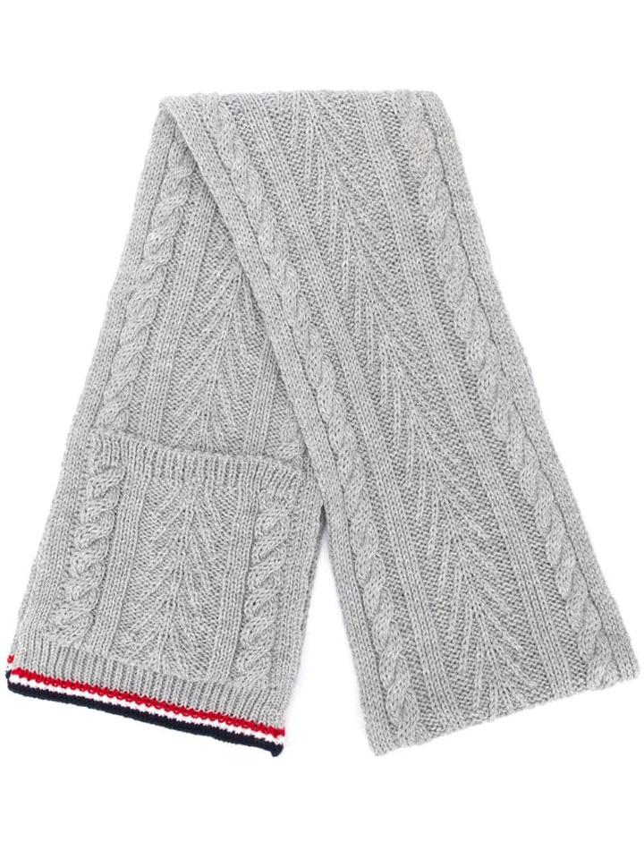 Thom Browne Aran Cable Pocket Scarf - Grey