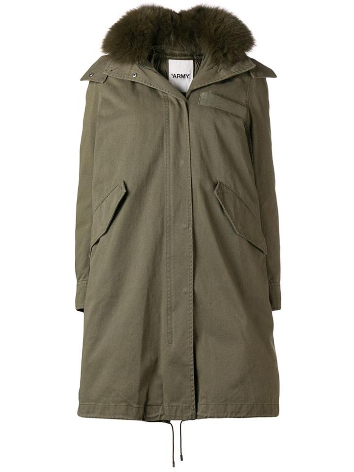 Yves Salomon Hooded Oversized Coat - Green