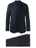 Lardini Three-piece Suit, Men's, Size: 52, Blue, Cotton/cupro/viscose/wool
