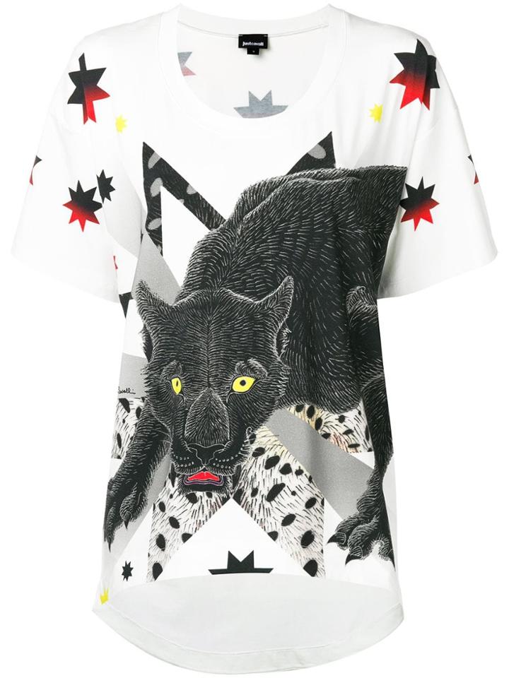 Just Cavalli Panther Print T-shirt - White
