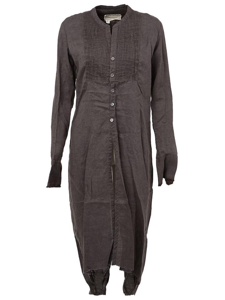 Greg Lauren Long 'studio Tux' Shirt With Square Bib, Women's, Size: 3, Grey, Linen/flax