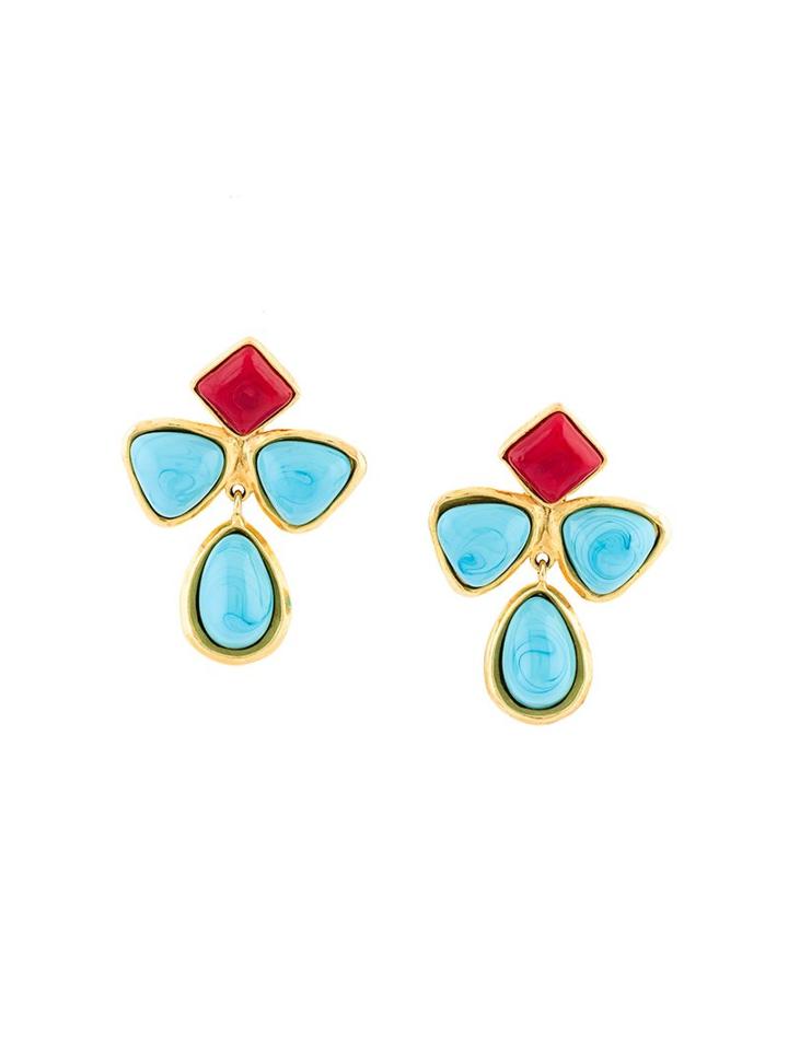 Chanel Vintage Gripoix Clip-on Earrings, Women's, Blue