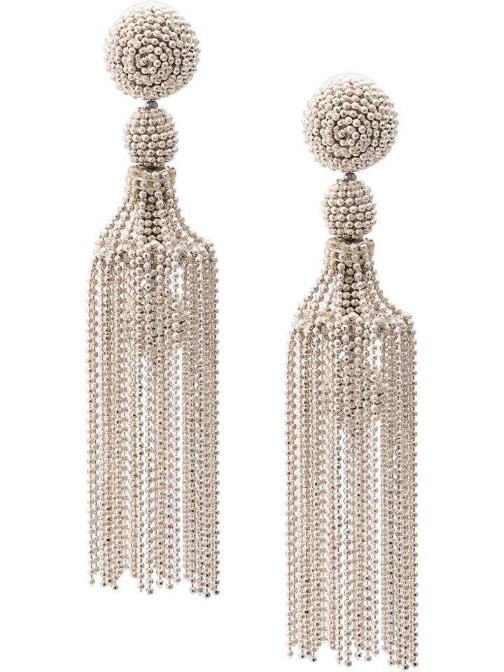 Oscar De La Renta Micro Sphere Draped Earring - Silver
