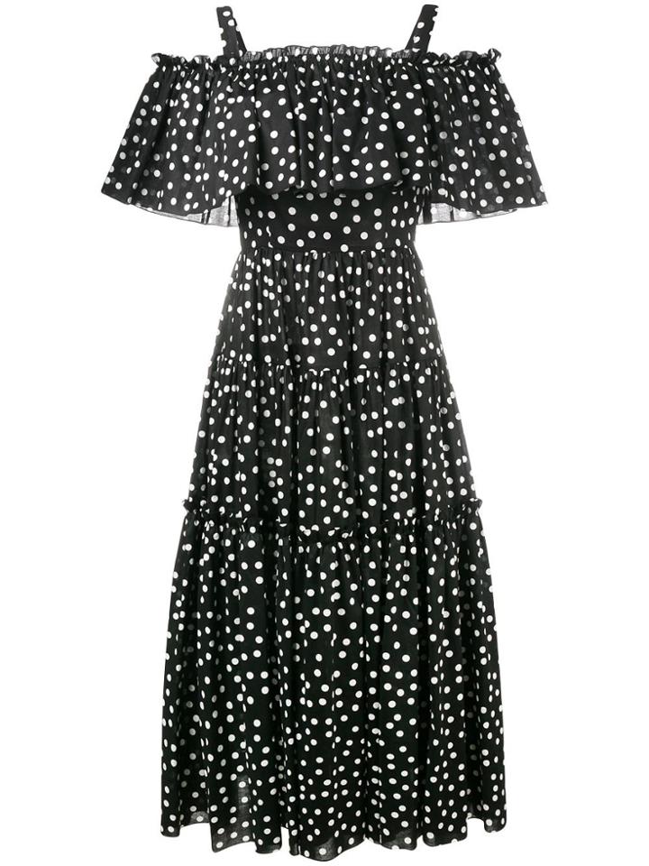 Dolce & Gabbana Off-shoulder Polka-dot Dress - Black
