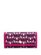 Miu Miu Jacquard Fabric And Madras Leather Wallet - Pink
