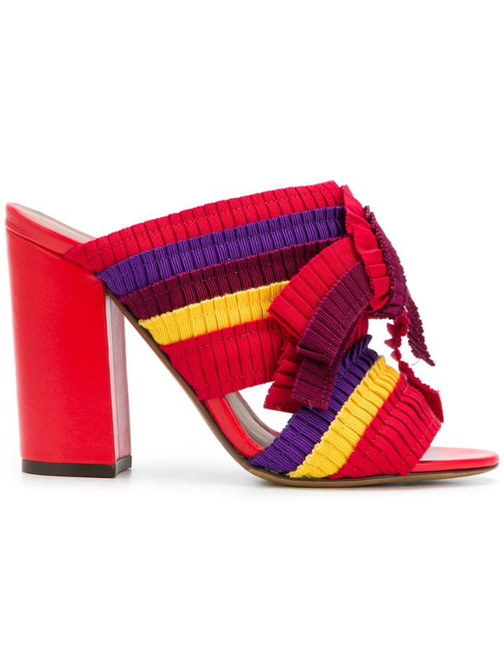 Tabitha Simmons Block Heel Open-toe Mules - Red