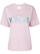 Alberta Ferretti - Monday Embroidered T-shirt - Women - Cotton - M, Pink/purple, Cotton
