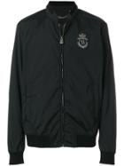 Billionaire Embroidered Crest Bomber Jacket - Black