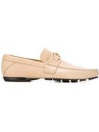 Versace Medusa Driving Shoes, Men's, Size: 43, Nude/neutrals, Leather/rubber