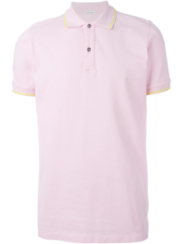 Tomas Maier Small Contrast Stripe Polo Shirt, Men's, Size: L, Pink/purple, Cotton