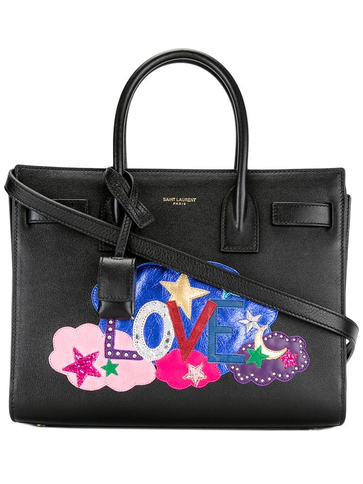 Saint Laurent Baby Sac De Jour Love Tote, Women's, Black, Calf Leather