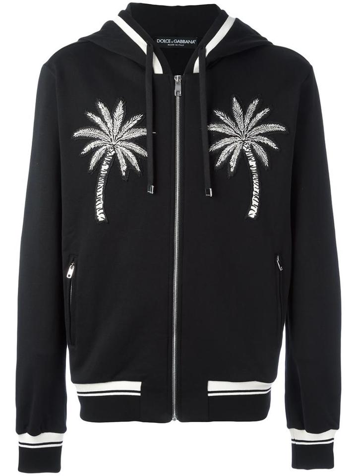 Dolce & Gabbana Palm Tree Patch Zip Hoodie, Men's, Size: 48, Cotton/polyester/viscose