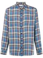 Saint Laurent Plaid Collared Shirt - Blue