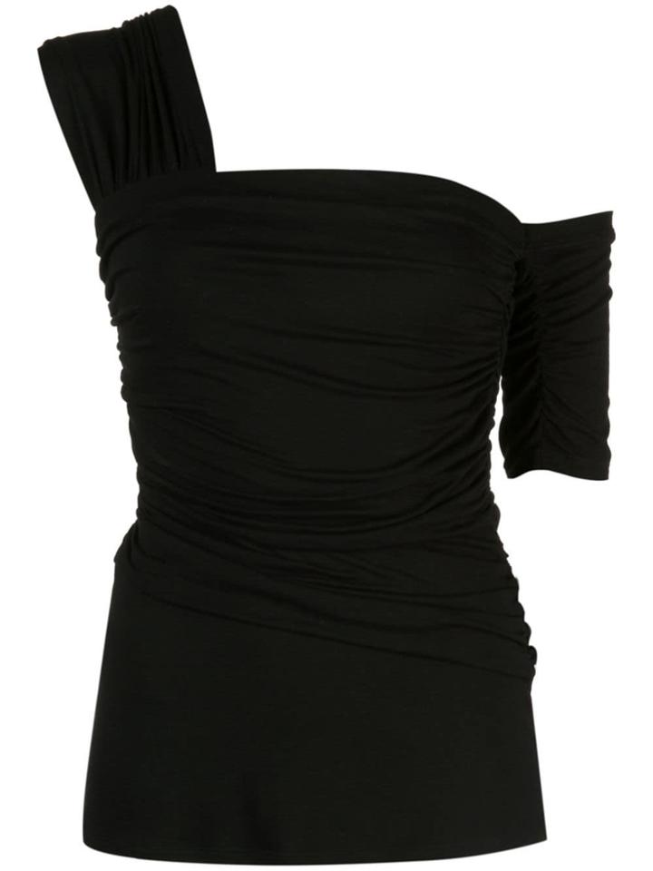 Josie Natori Asymmetric Sleeve Top - Neutrals