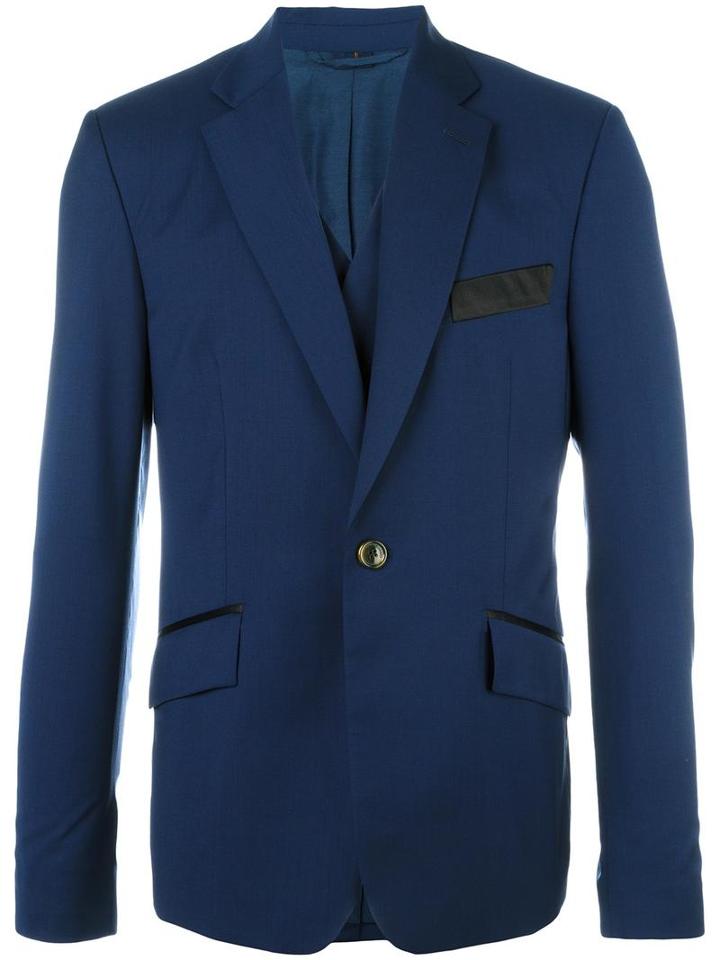 Vivienne Westwood Man Contrast Chest Pocket Blazer, Men's, Size: 48, Blue, Virgin Wool/cotton/silk/cotton