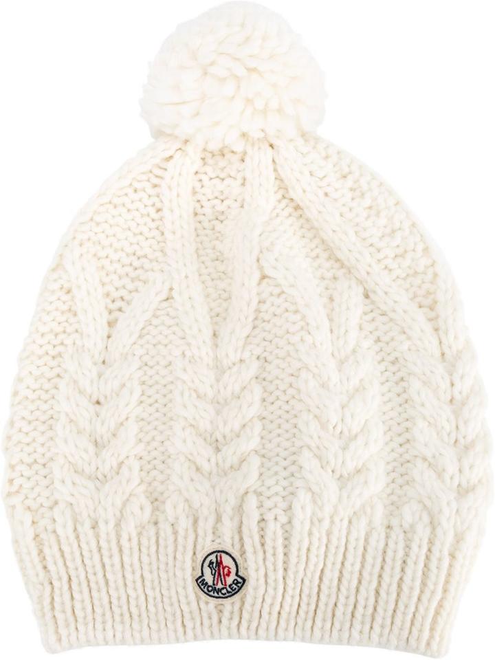 Moncler Bobble Beanie, Women's, Nude/neutrals, Wool/alpaca/acrylic